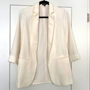 Express Outlet Crepe Open  White Cream Blazer 0